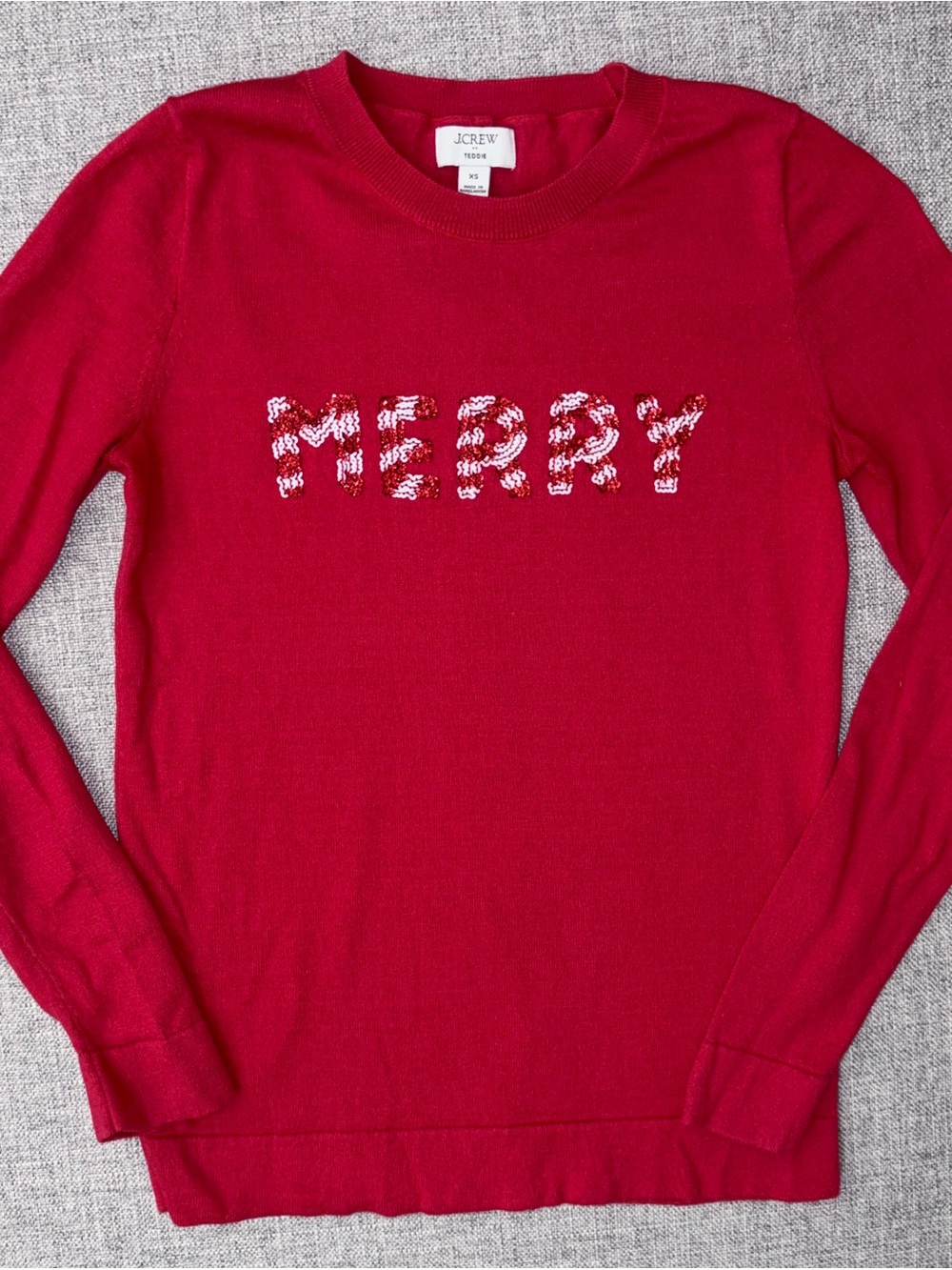 J. Crew Women’s XS 'Merry' Red Holiday Sweater Top